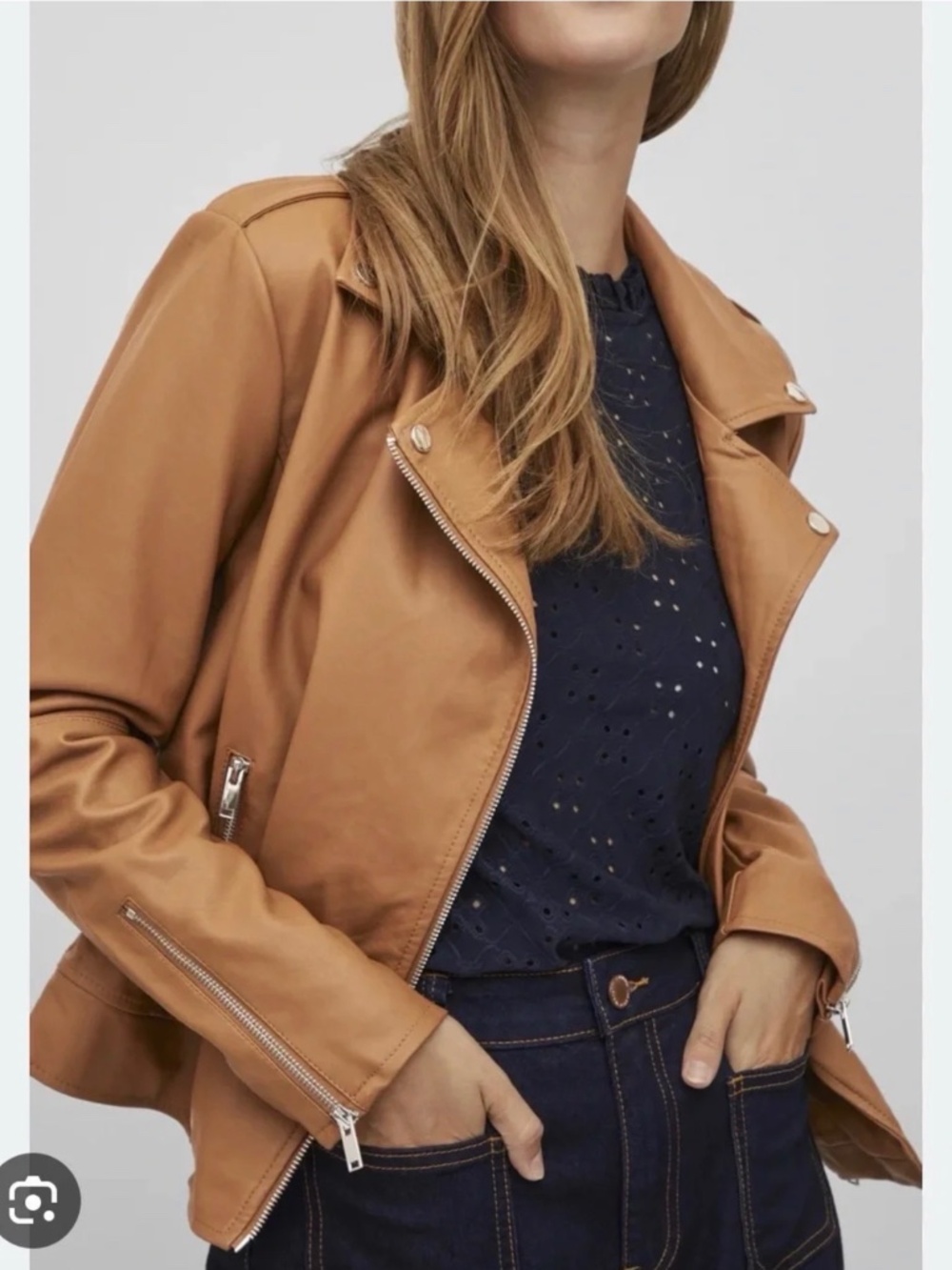VILA - faux leather jacket - tan